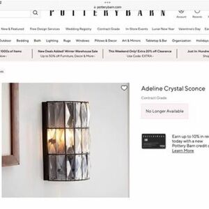 Pottery Barn Crystal Wall Light in Silver and Gray